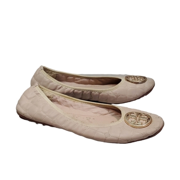Tory Burch Womens Logo Ballet Flats shoes sz 7 - Picture 1 of 12